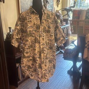 Vintage Columbia Lake and stream Button-Up Short Sleeve Shirt GVC Sz L